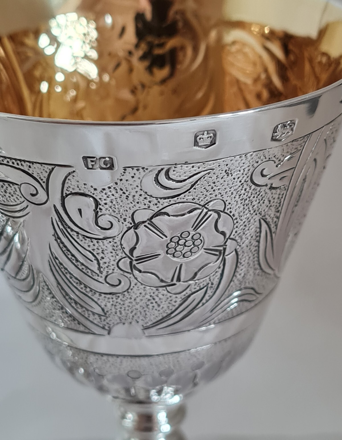 Vintage sterling silver Goblets / Chalices. Sheffield 1974. By Frank Cobb & Co