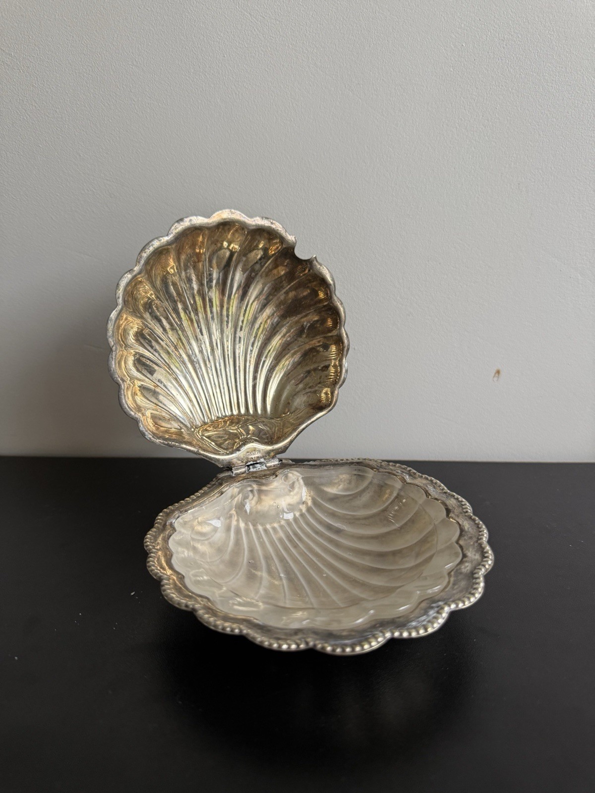 Vintage Silver-Plated Shell Caviar Dish / Butter Dish