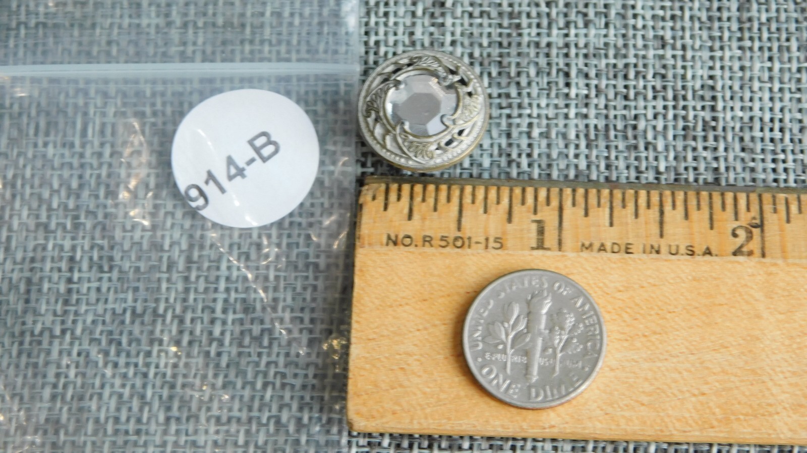 Antique Vtg Stud Button Rhinestone Aprx: 11/16″ #914-B
