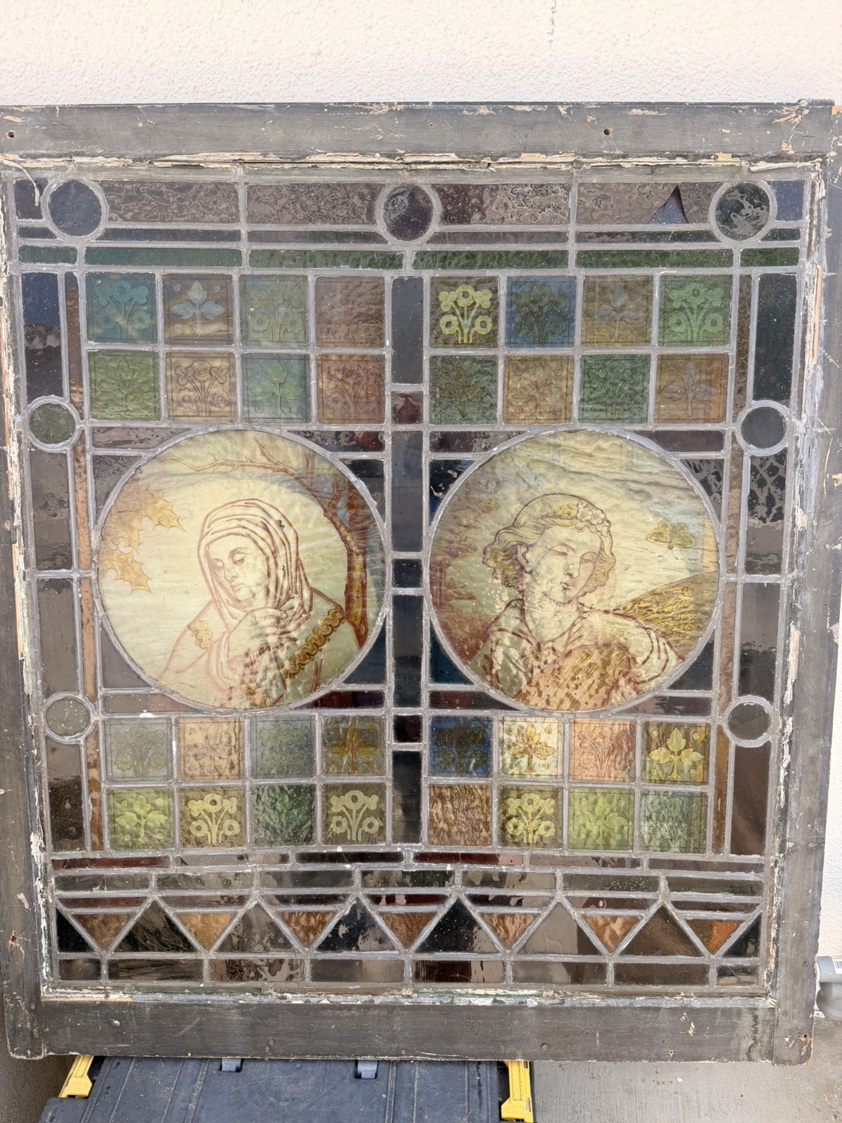 Antique c. 1890–1910 Stained Glass Religious Church Window Panel PICK UP ONLY