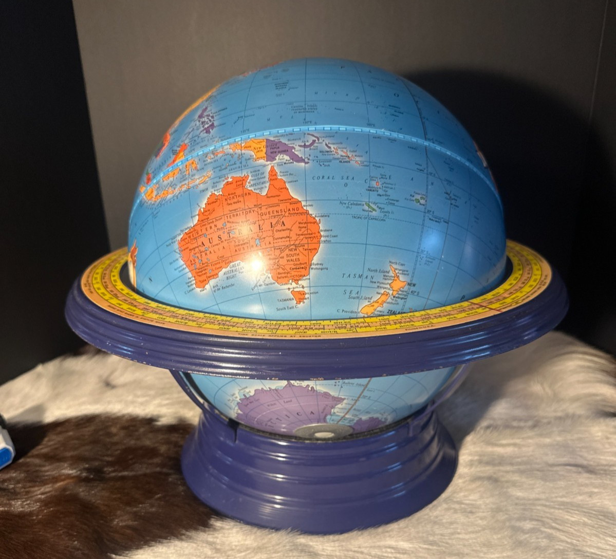 Vintage The George F. Cram Company Globe With Base 16” Dia. Great Shape