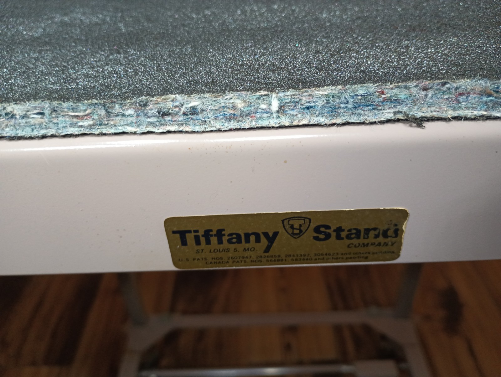 Nice Vintage Tan Tiffany Typewriter Metal Table Stand Drop-Leaf Desk With Pad