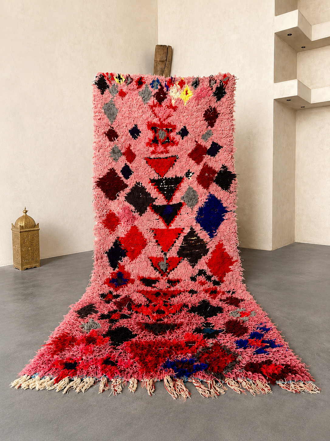 Vintage Moroccan handmade 2’7″x7’1″Berber Geometric Tribal Boucharouit Runner