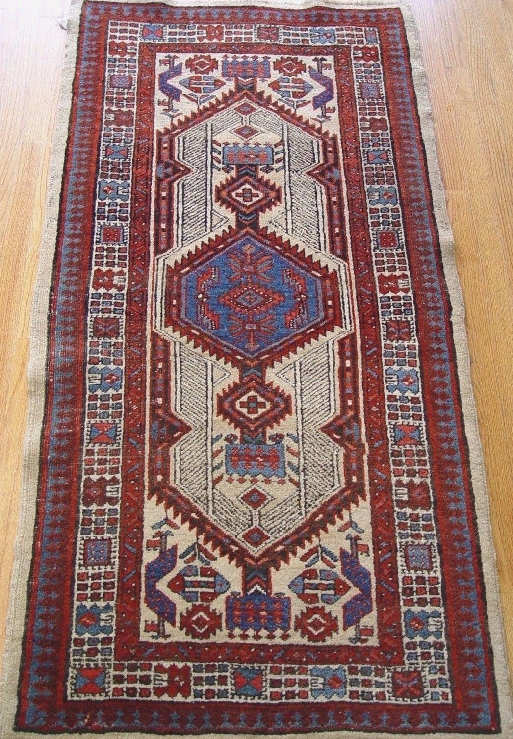 Antique Sarabb Herizz Tribal Hand Knotted Wool VEG, Dyes Oriental Rug 3′ x 6′