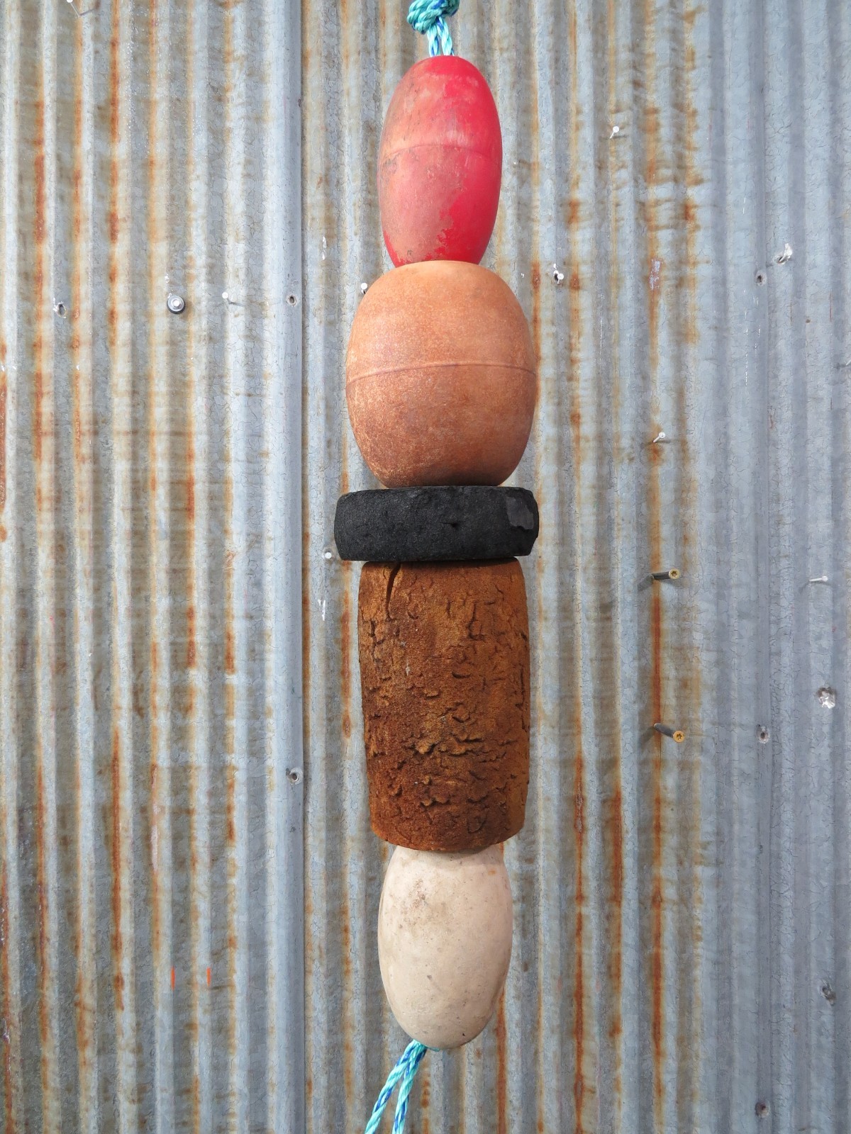 5 Old Fish Net Floats 22+ Inches Long Fishing Buoys Bouys Tiki Hut Bar -(SF524)