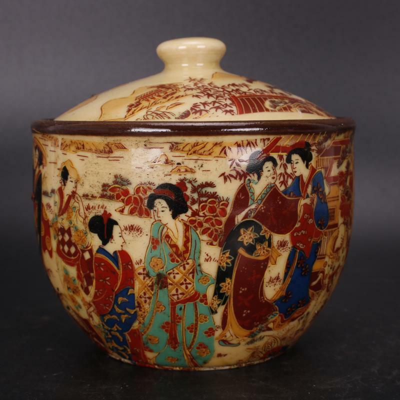 4.92″ Chinese Famille Rose Porcelain Qing Qianlong Maid Design Bowl with Lid