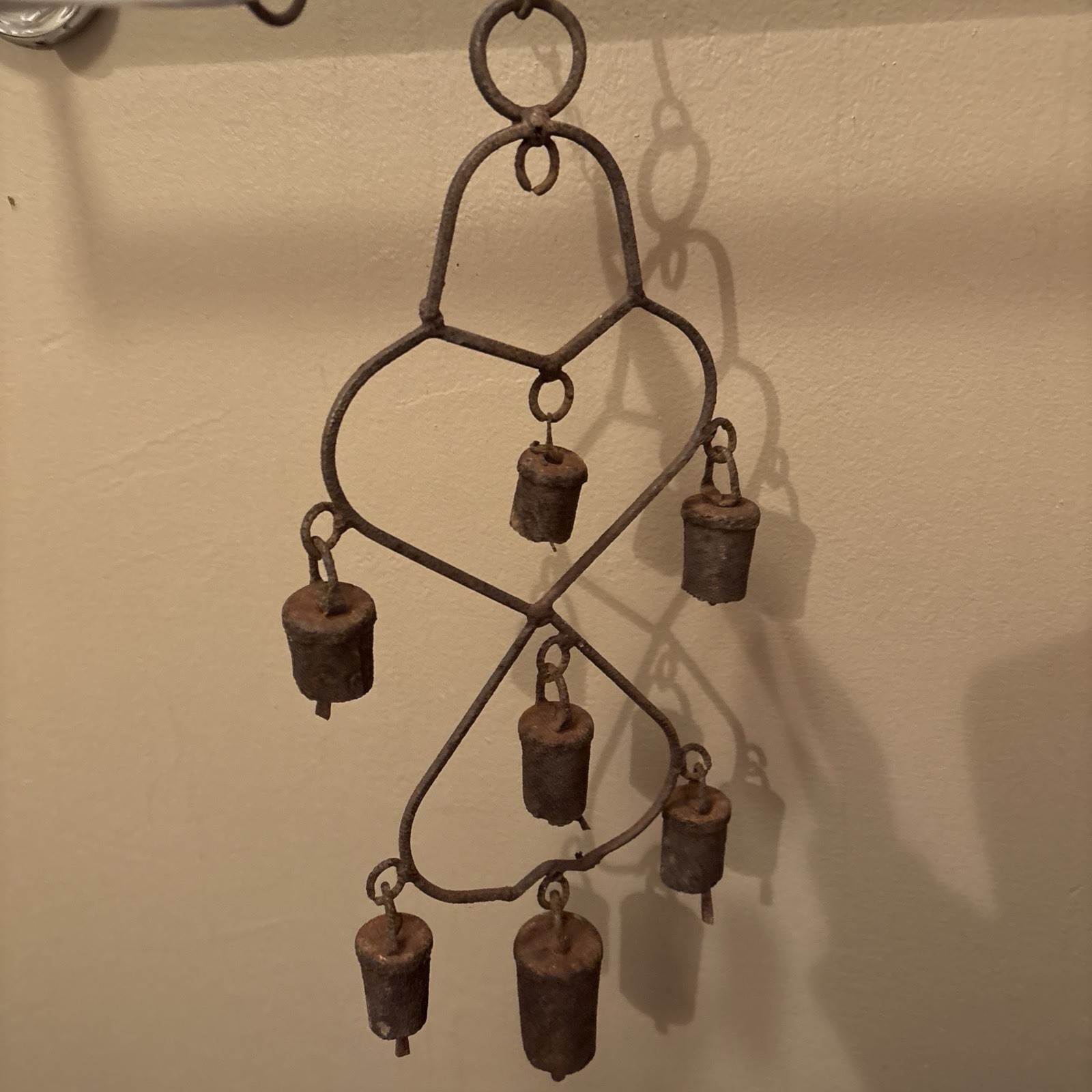 Handmade – Primitive Cow Bell Wind Chime, Iron, Rusty