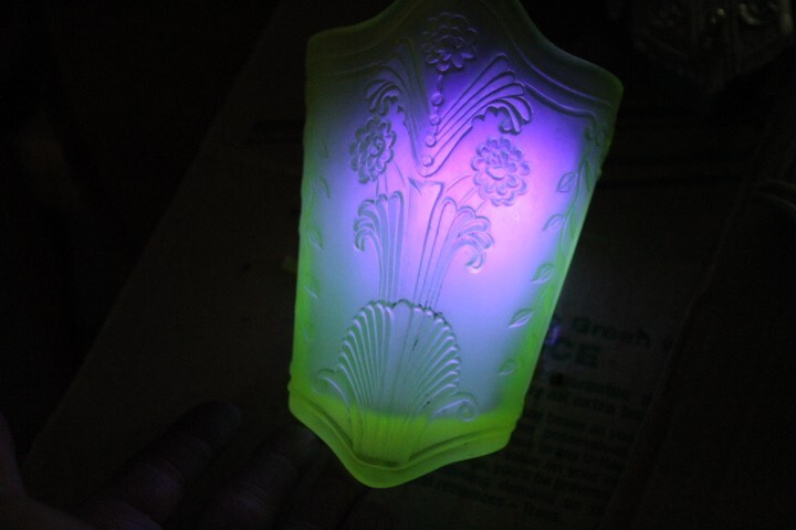 Antique Art Deco Slip Shade Chandelier Ceiling Light Fixture Lincoln UV Reactive