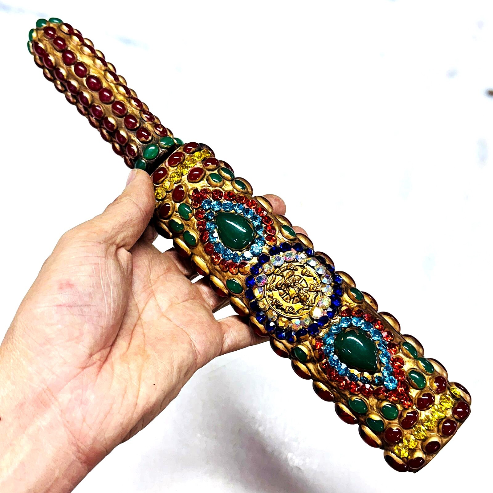 Meedmor Metal Leklai Naga Eye Jade Toh WatRakang Protection Thai Amulet #18212