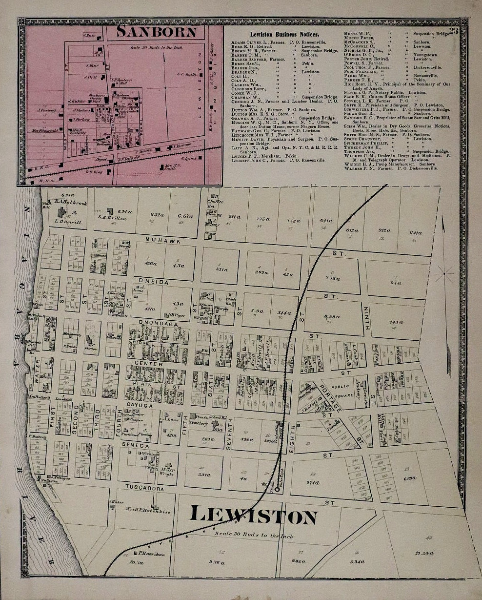 1875 Plat Map ~ Lewiston, Niagara County, New York / Sanborn (14×16)-#06