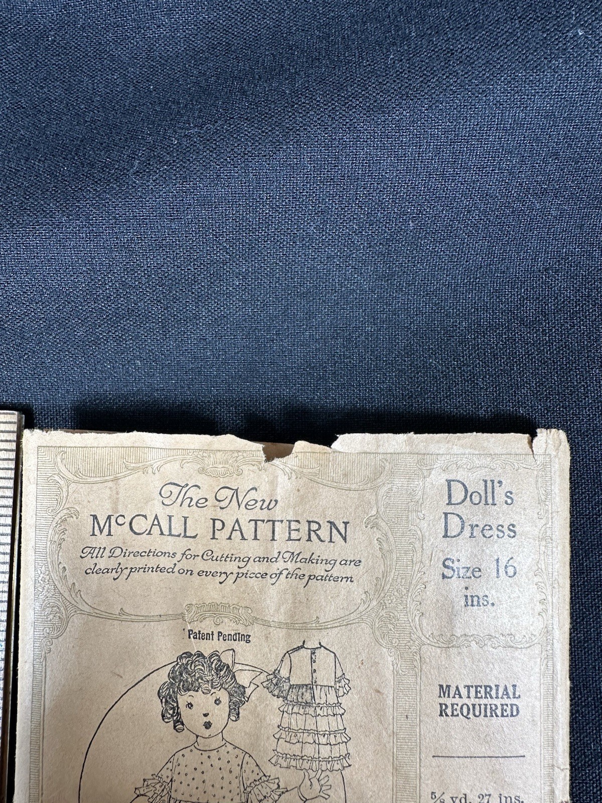 Circa 1920’s McCall MIniature Sewing Pattern ORIGINAL 16 Inch Doll Dress UNCUT