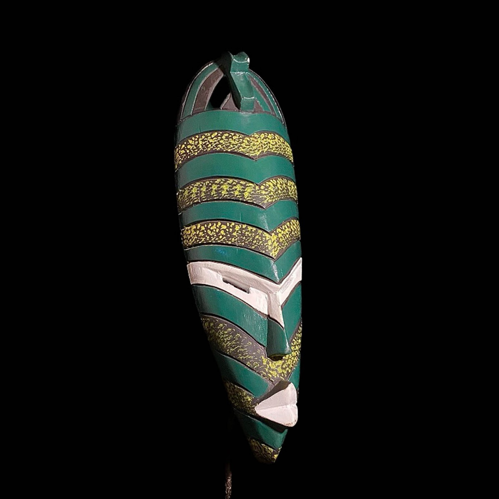African Songye mask long carved wood Kifwebe tribal Congo art vintage-7813