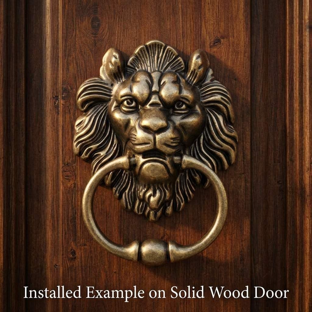 Vintage Bronze Lion Head Door Knocker – Easy Install for Timeless Elegance