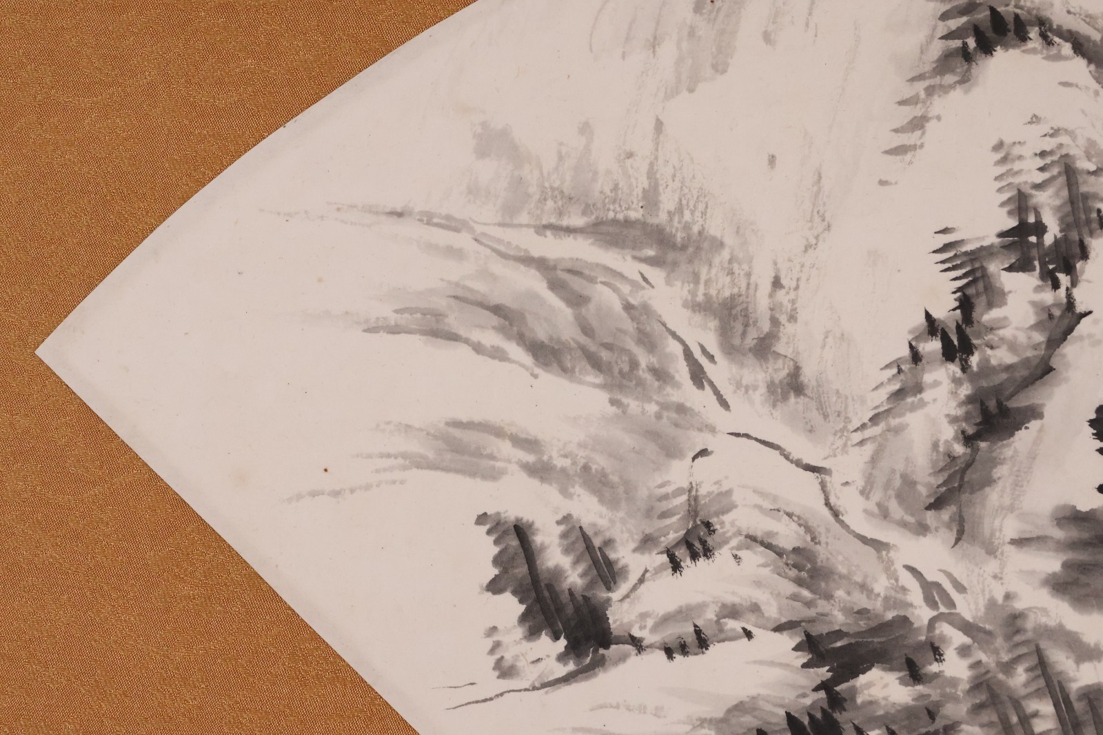 Japanese Hanging Scroll Hand Painted ‘Fan-Shaped Ink Landscape’ KAKEJIKU Sekisho