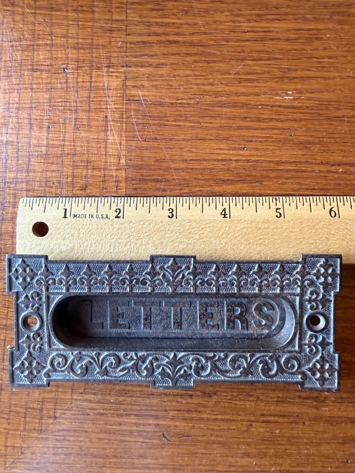 Antique Victorian Solid Cast Iron Swing Door “LETTERS” Mail Slot – DS31
