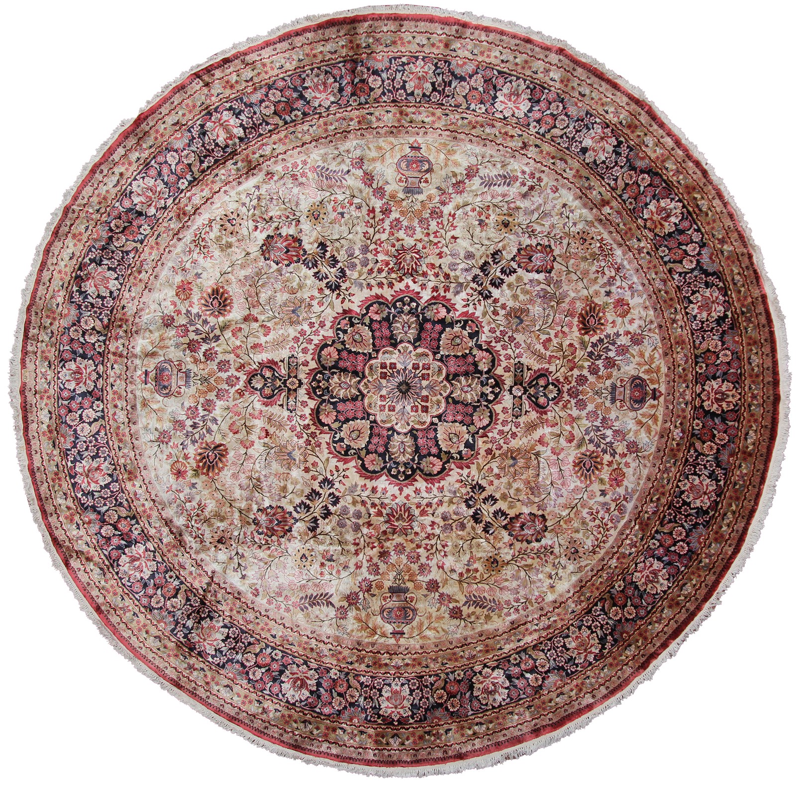 10×10 Exceptional Vintage Round Fine Silk Rug Natural Pure Silk 305cm x 305cm
