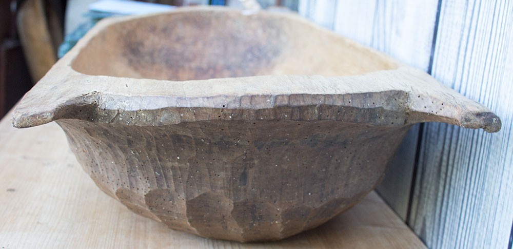 Antique LARGE french wooden carved dough trough bowl 37.40″ trencher 95 cm bread