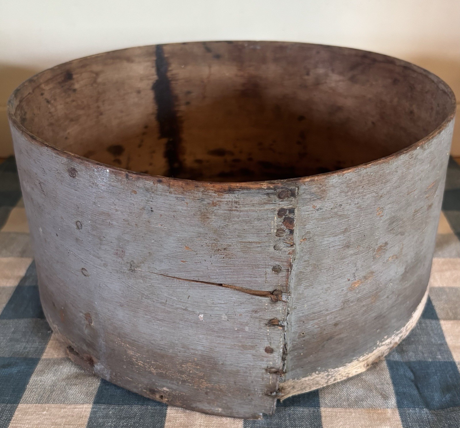 Antique Bentwood Grain Measure Blue Gray Paint Farmhouse Primitive Decor