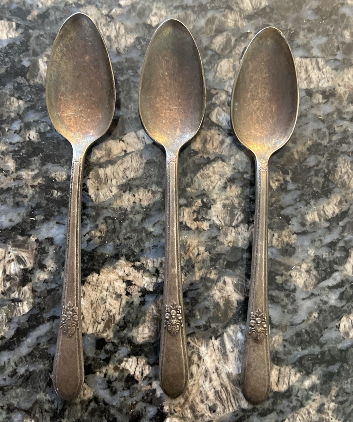 3 RARE 4.5″ Demitasse Cappuccino Spoons 1847 Rogers Bros ADORATION Silver Plate