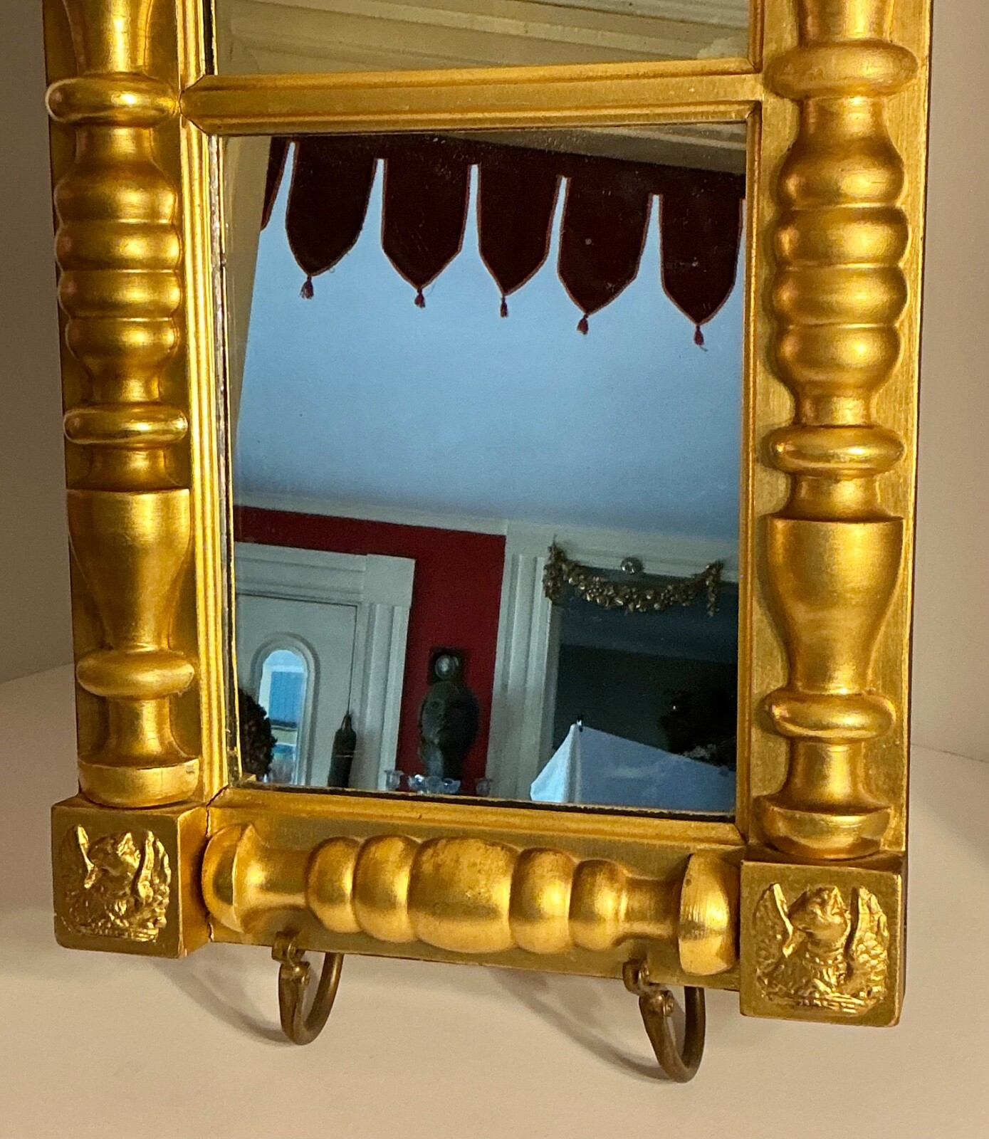 Federal/Empire Split Column Looking Glass Gilt Wood & Gesso Griffins ca1820-1840