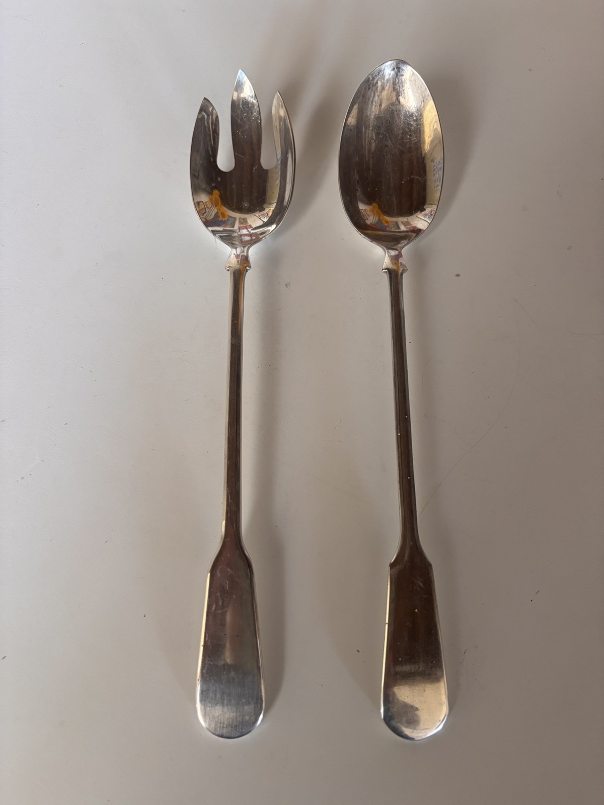 Vintage ONEIDA Silver plated Serving Spoon & Fork Set. 13.25“ Made In England