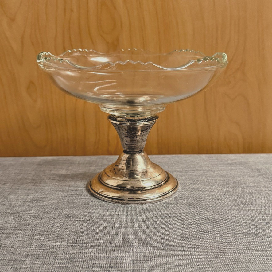 Revere Silversmiths Sterling Reinforced Glass Compote Bowl 2004 Pedestal Dish