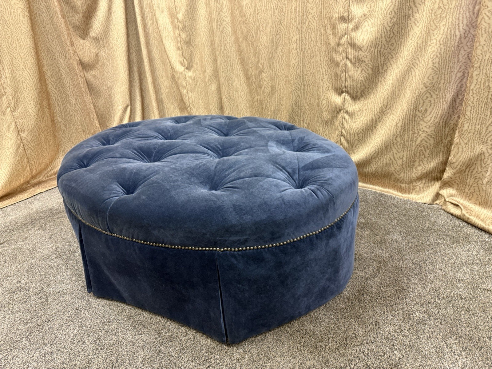 Delivery available vintage velvet ottoman extra large tufted