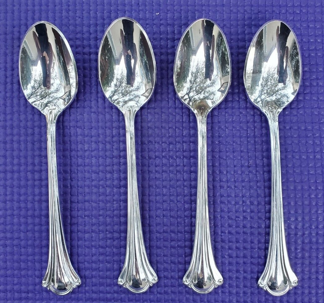 4-International Deep Silver SERENITY Silverplate TEASPOONS 6″