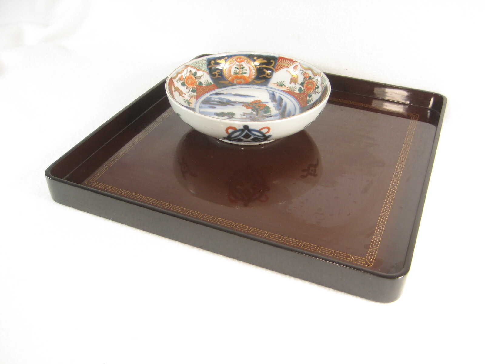ANTIQUE SIGNED JAPANESE TAISHO ERA (c1915) WOOD & LACQUER OBON OZEN TRAY