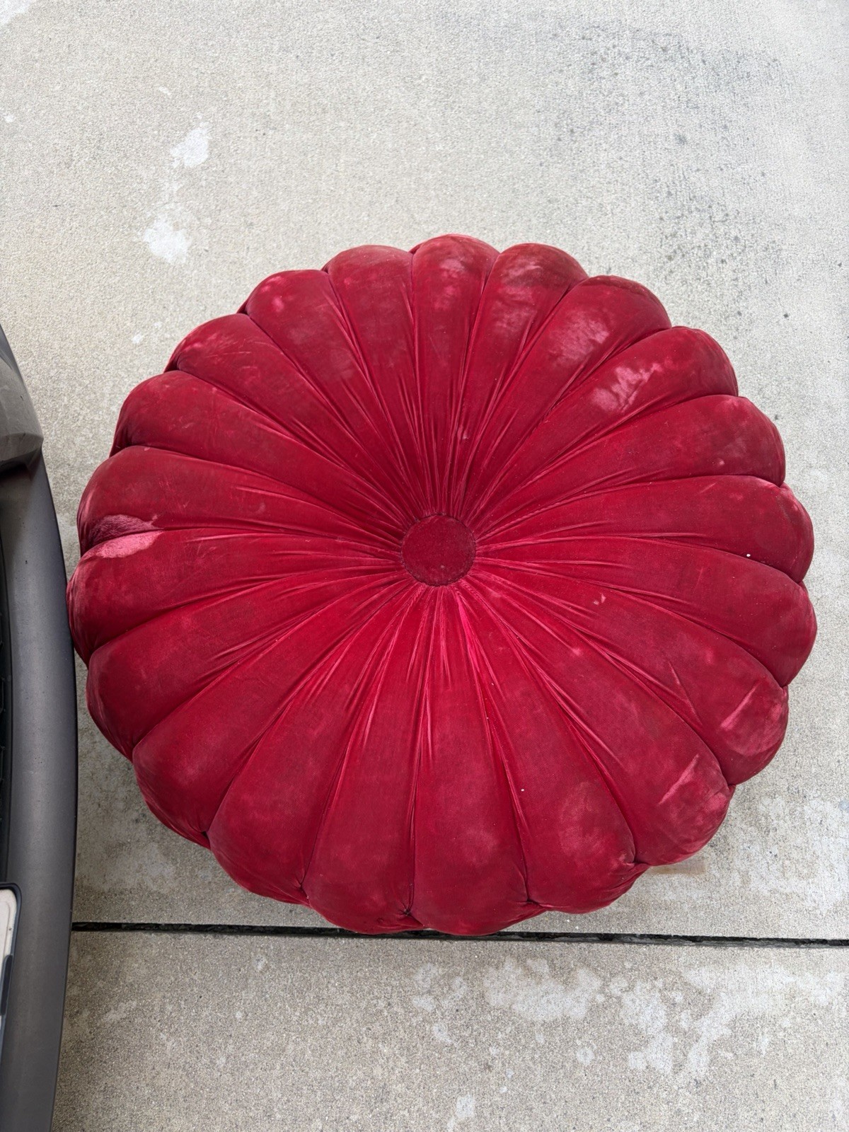 Vintage MCM Hollywood Regency Tufted Red Velvet Ottoman Rafael’s Originals S-30