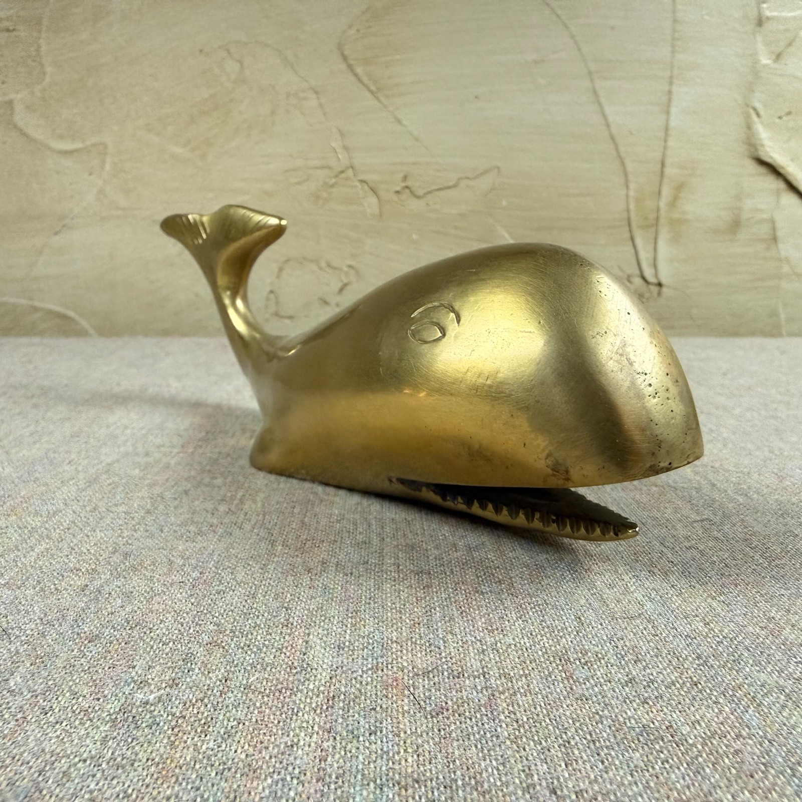 Solid Brass Paperweight Mid Century Modern Desk Decor Vintage Heavy