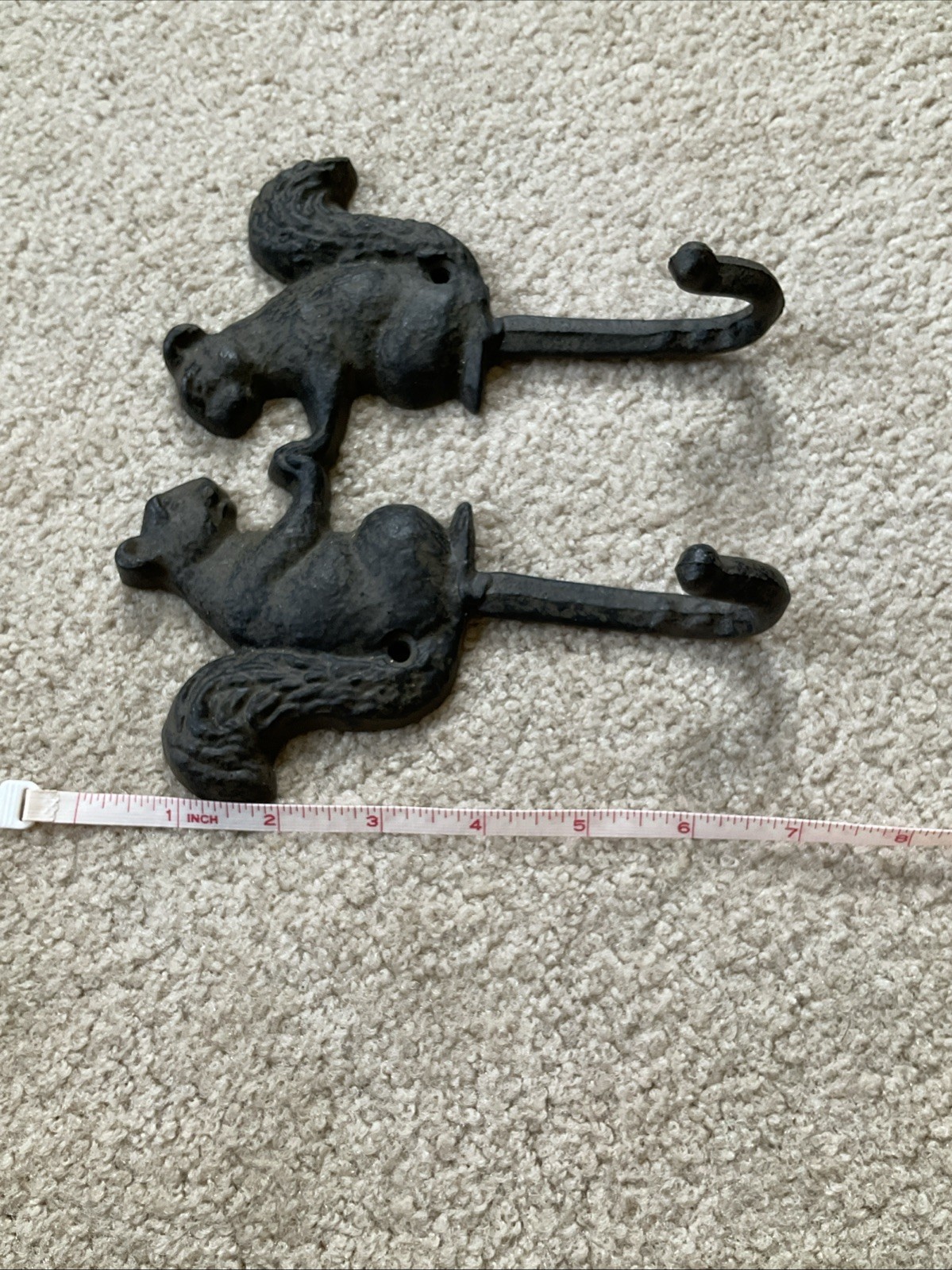 Cast Iron Squirrels Wall Hook Antique Brown Finish