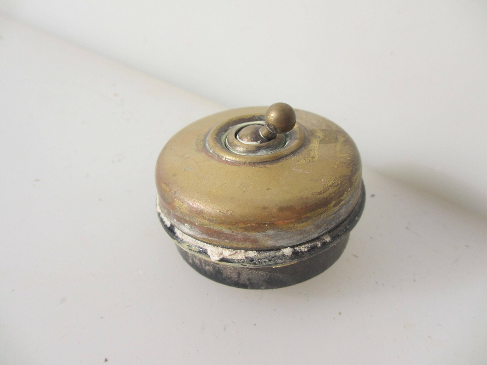 Antique Brass & Ceramic Light Switch Old Dolly Toggle Vintage Art Deco Edwardian