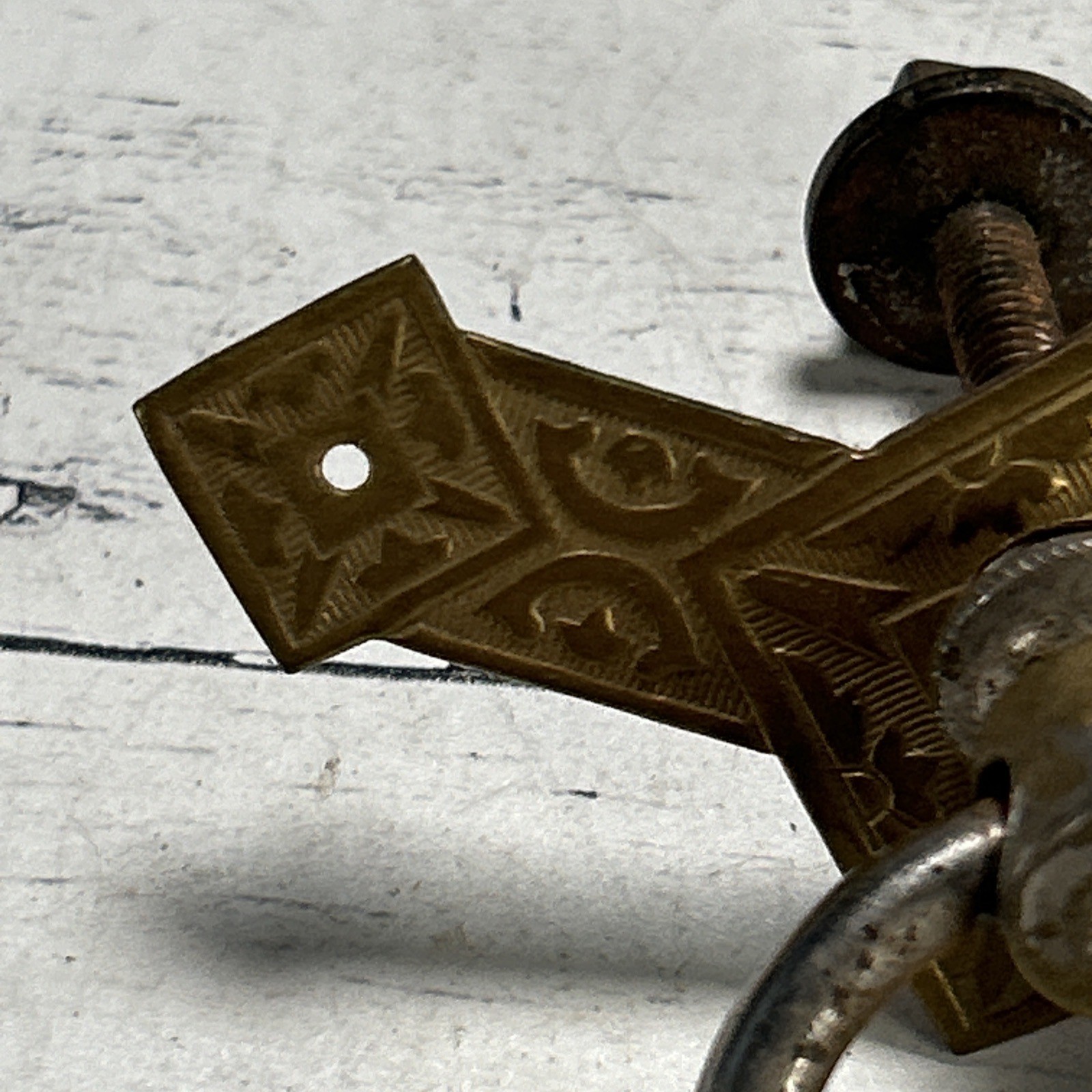 Antique Victorian Eastlake Brass Drawer Pull 3.5″ 1880s-1890s Drop Ring