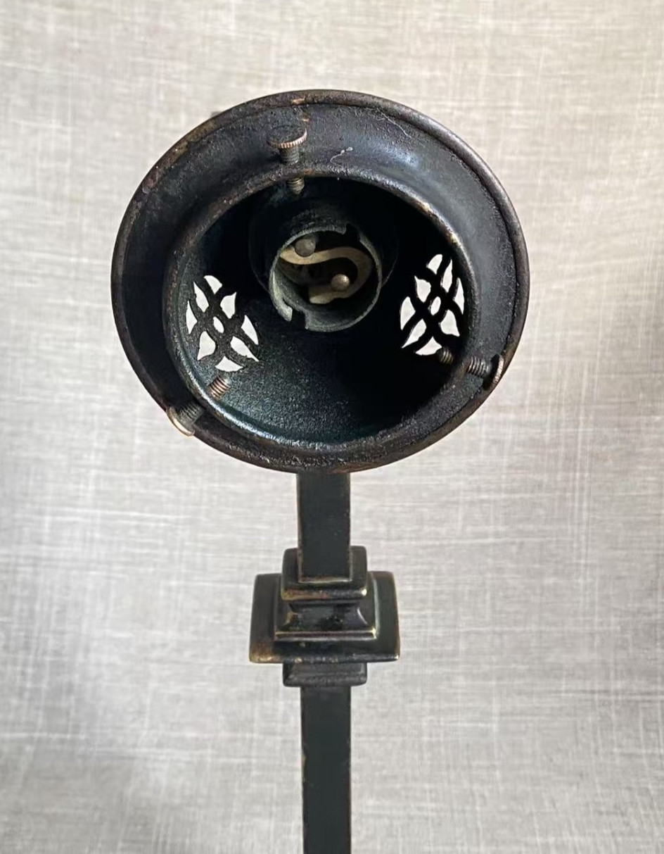 Antique c1870 Belfast Cathedral Gothic Revival Bronze Arm Wall Sconce Lamp