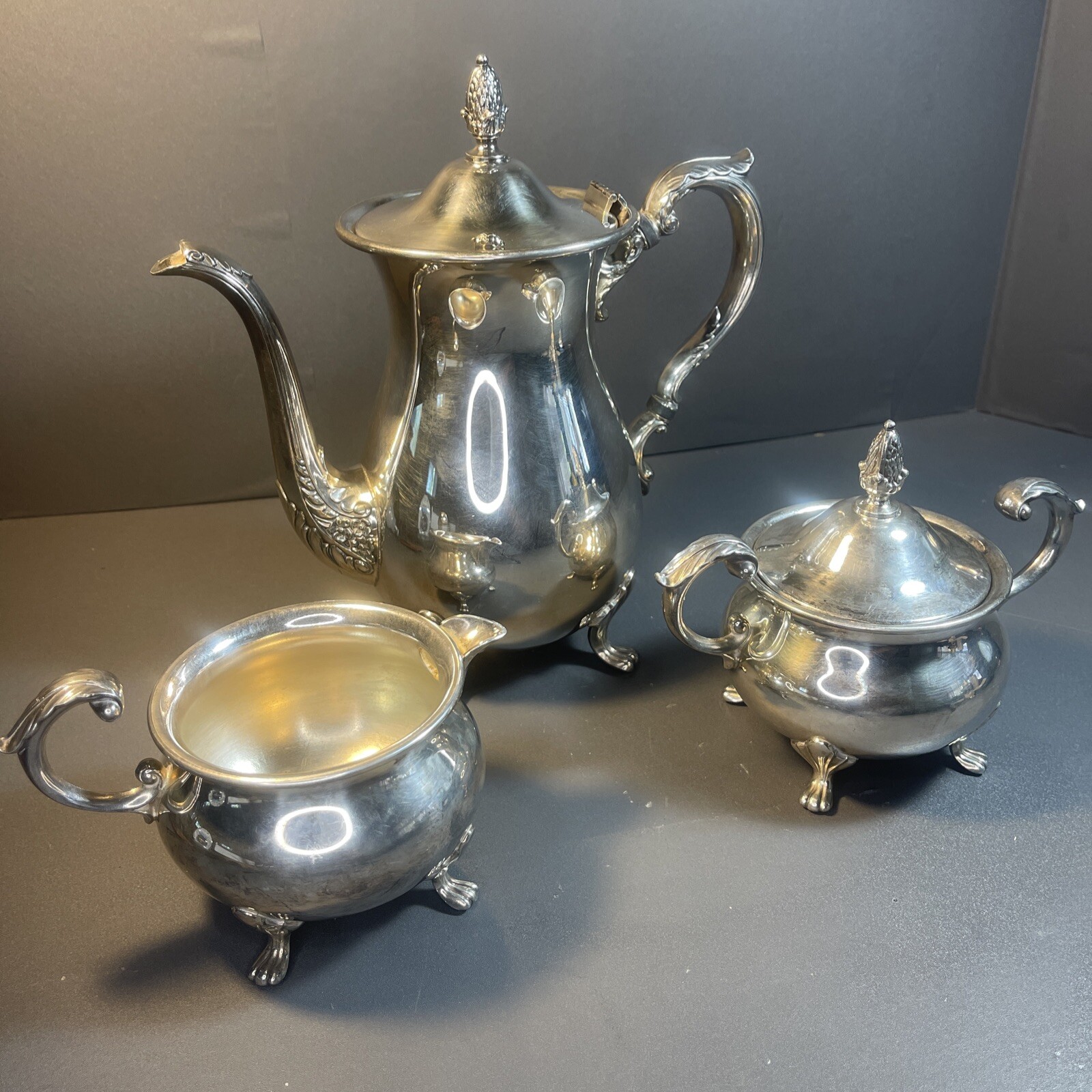 Stunning Vintage Medium Set of 3 EPCA Bristol By Poole Tea Set Silver Plate