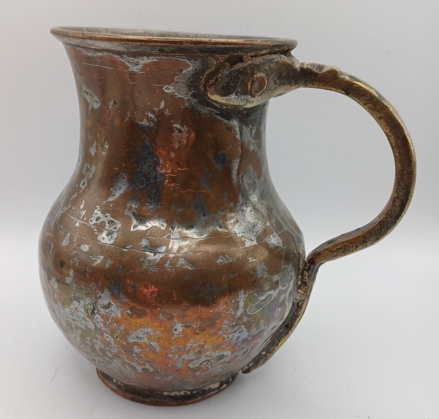 Antique Copper & Brass Handle Tankard Impressed Base Mark