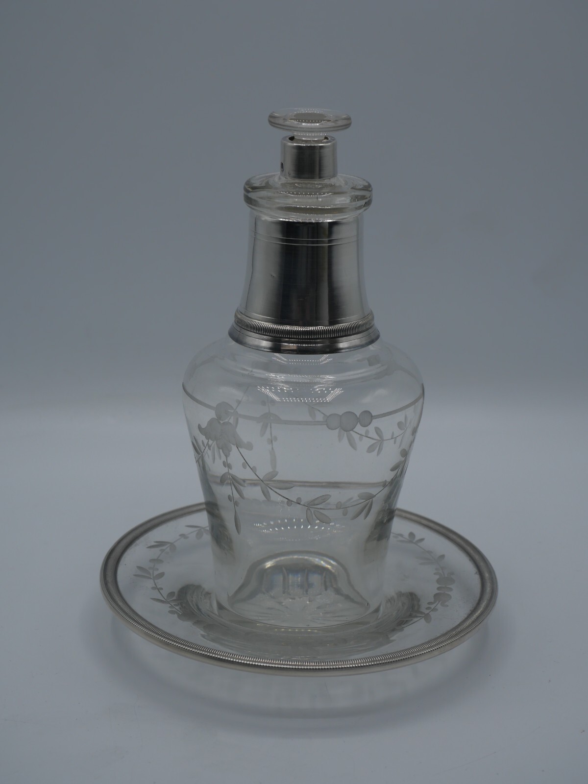 POINCON MINERVA 1ST TITLE SOLID SILVER NIGHT VASE AND CRYSTAL
