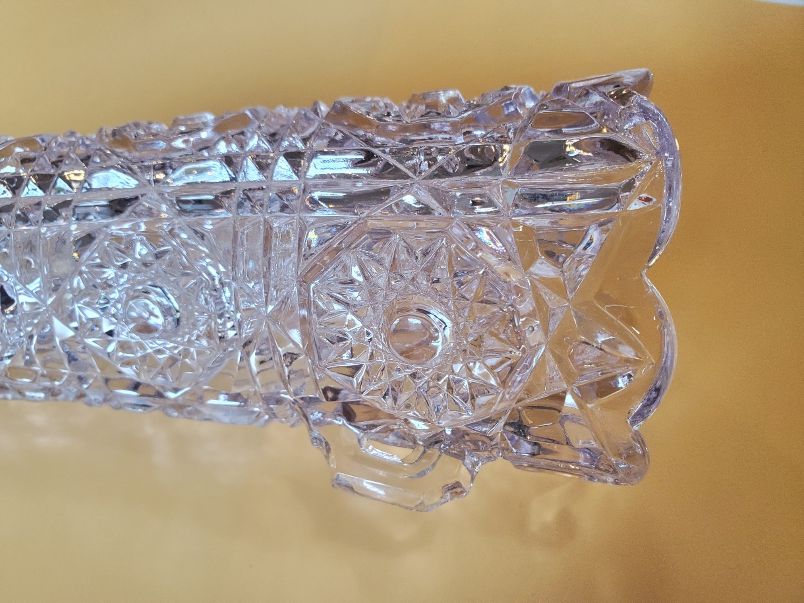 Pressed Glass Cornucopia Hanging Horn Vase Sunburst Hobstar