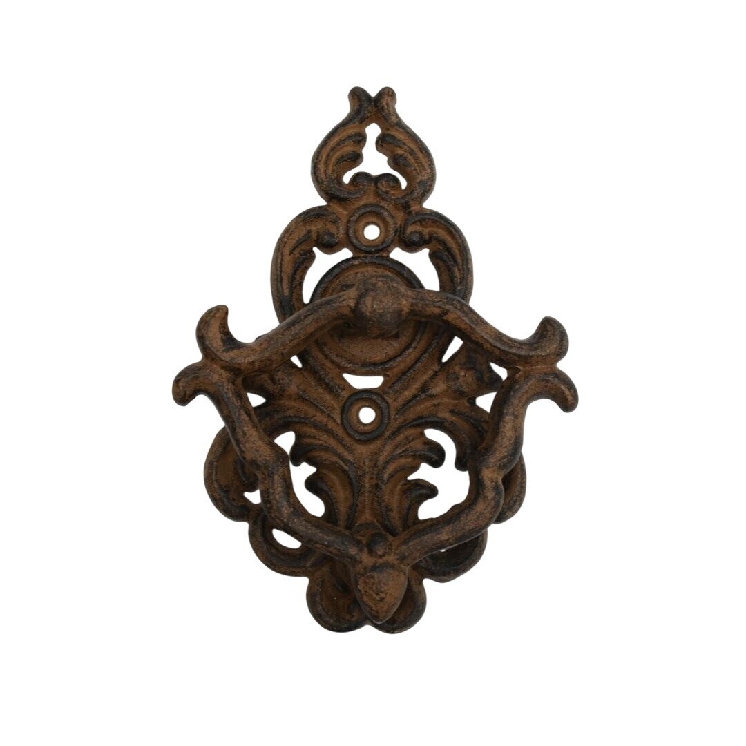 Vintage Cast Iron Door Knocker Orante Victorian Rustic Antiqued Finish