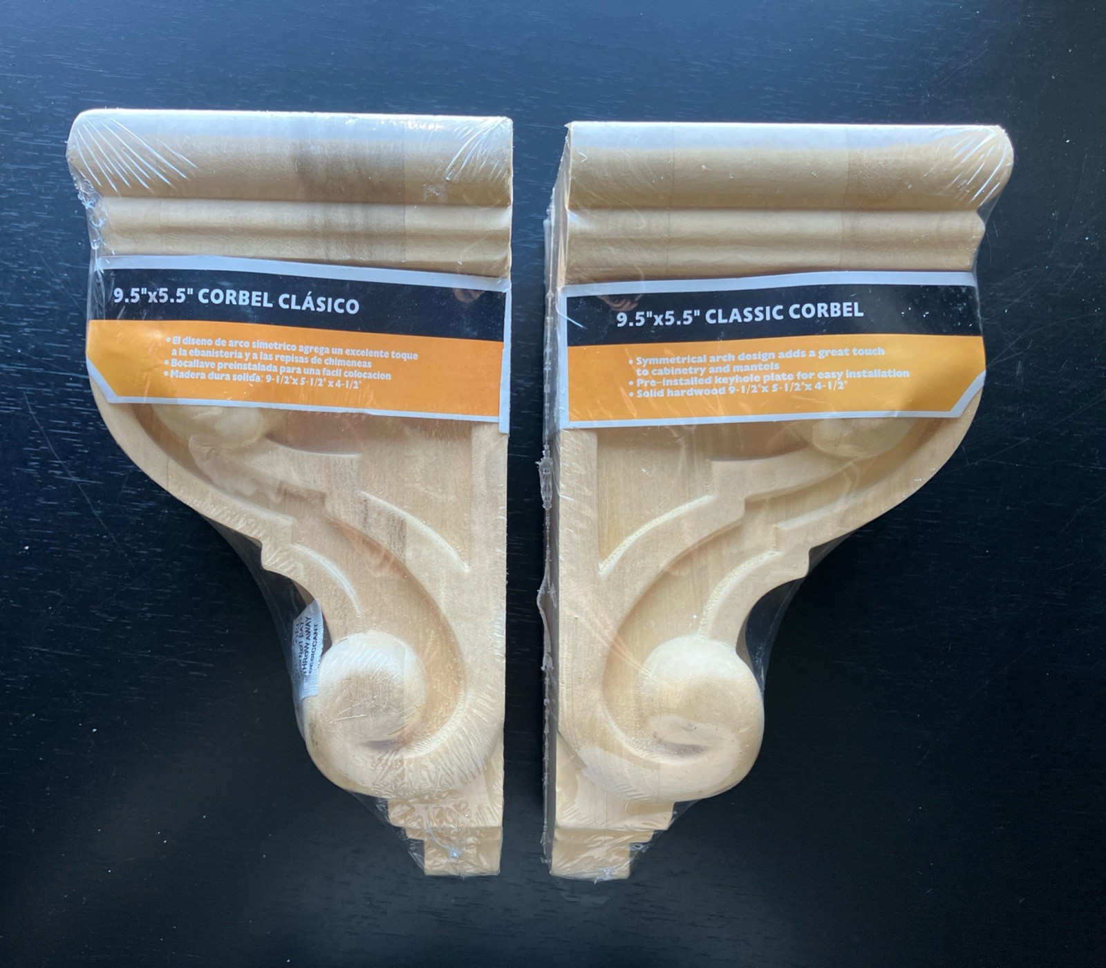 Set Of 2 New CLASSIC CORBEL Arch Design Moulding 9.5” x 5.5” x 4.5” w/Hardware