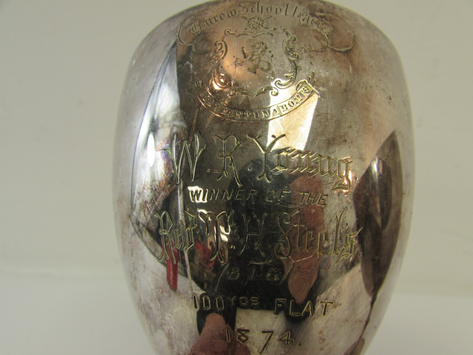 (ref288CA) Pair of 1874 Barrow School Races W.R. Young Silver Plated Trophies