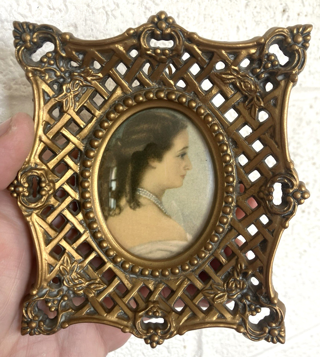 Cameo Creations Empress Eugenia Portrait F.X. Winterhalter Ornate gilt Frame 4″