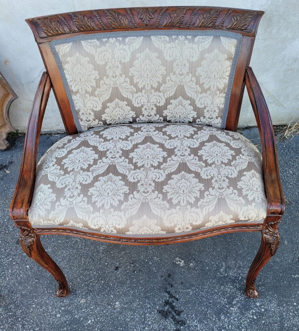 Antique 1930s Ladies Vanity Bench – Newly Upholstered & Refurbished Chair