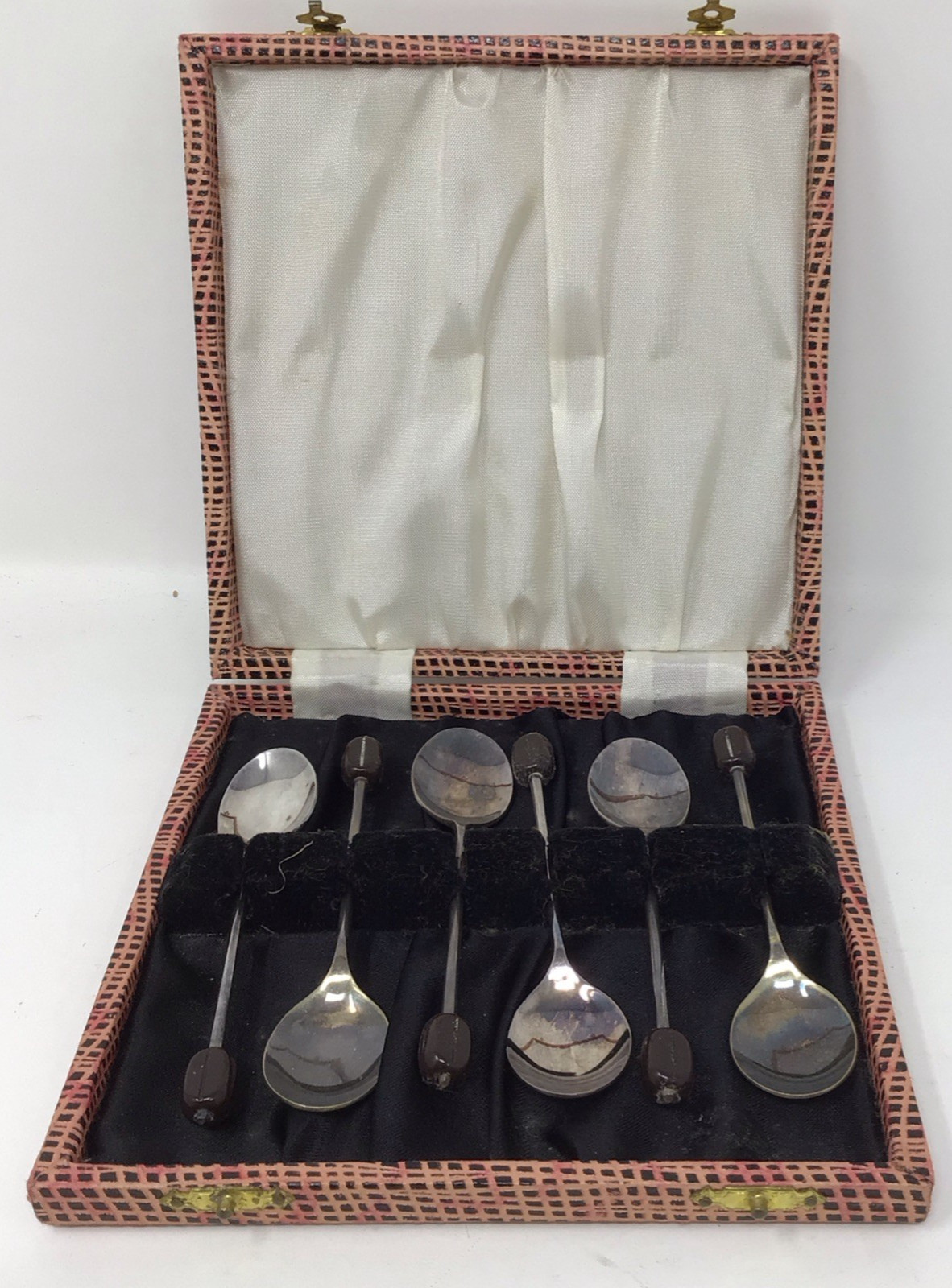 Vintage Coffee Bean Spoons Collection x6 Boxed EPNS Silver Plate + Original Case