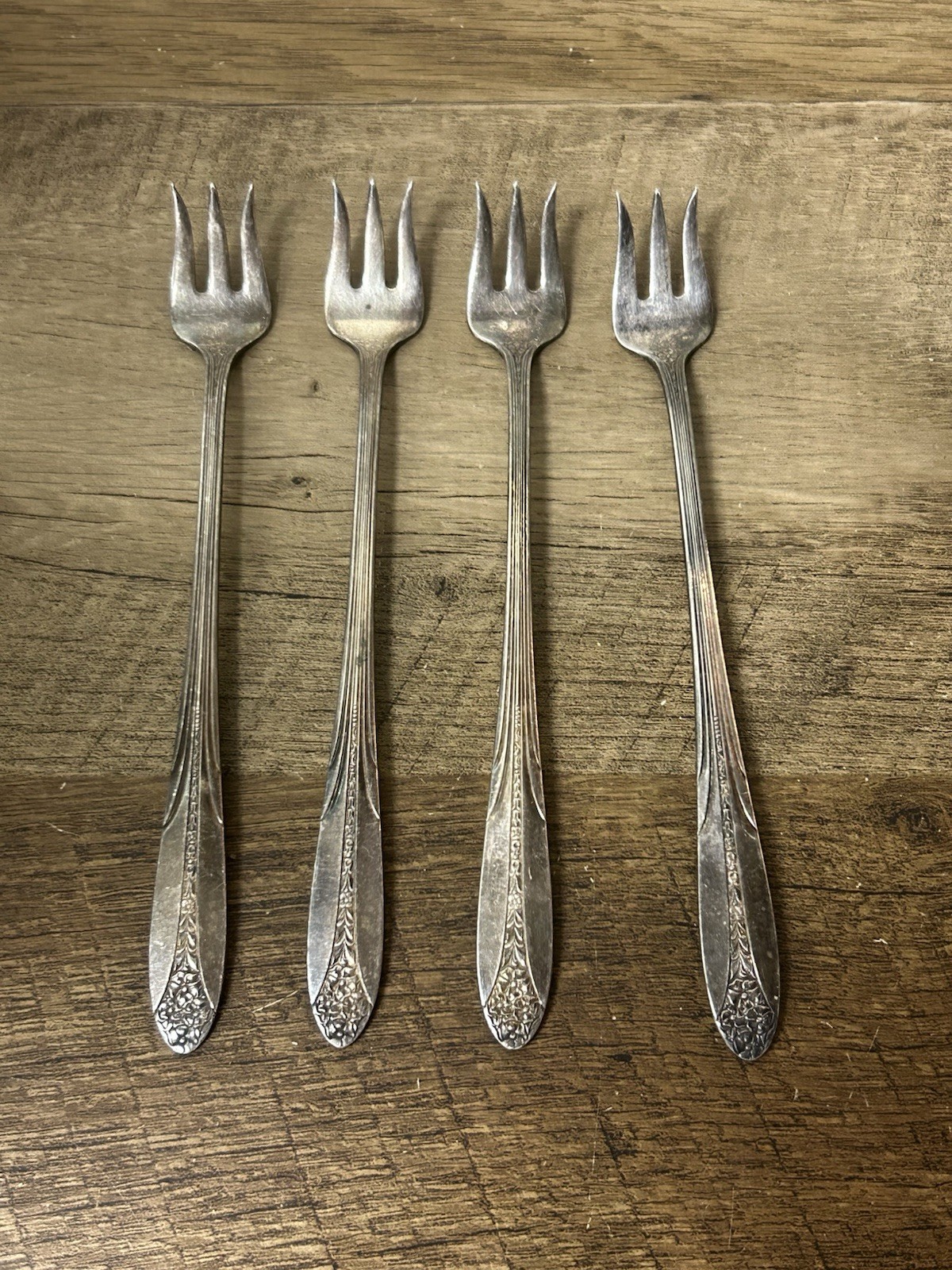 National Silver Co Princess Royal Silverplate Cocktail Seafood Forks Set of 4