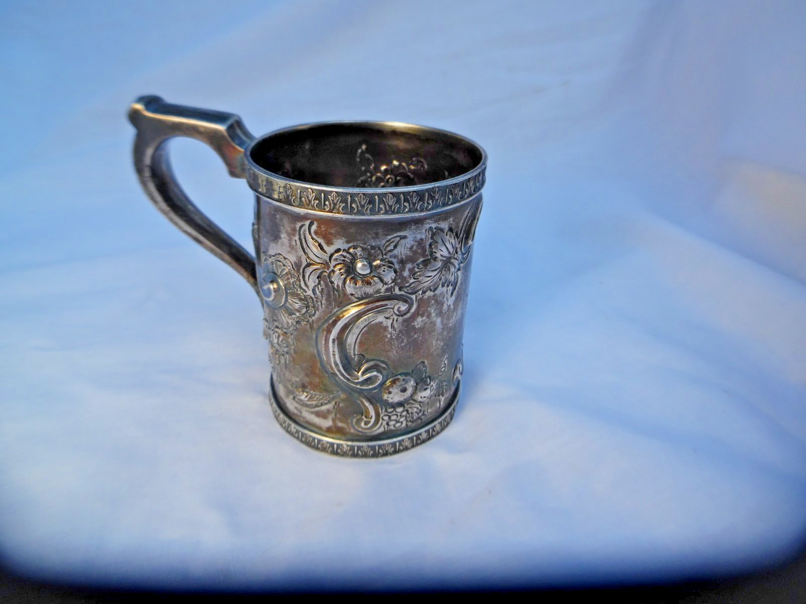 Strawberry Vine Cup Coin Silver Peter Krider Inscribed 131 Grams