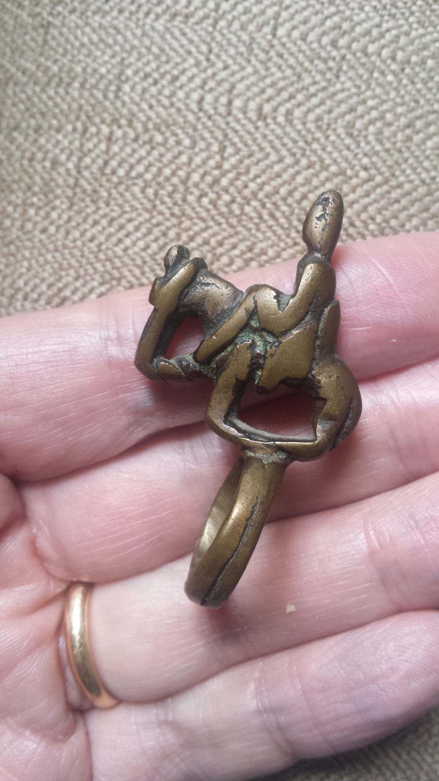 Rare antique dogon ring african, horseman, not gold weight