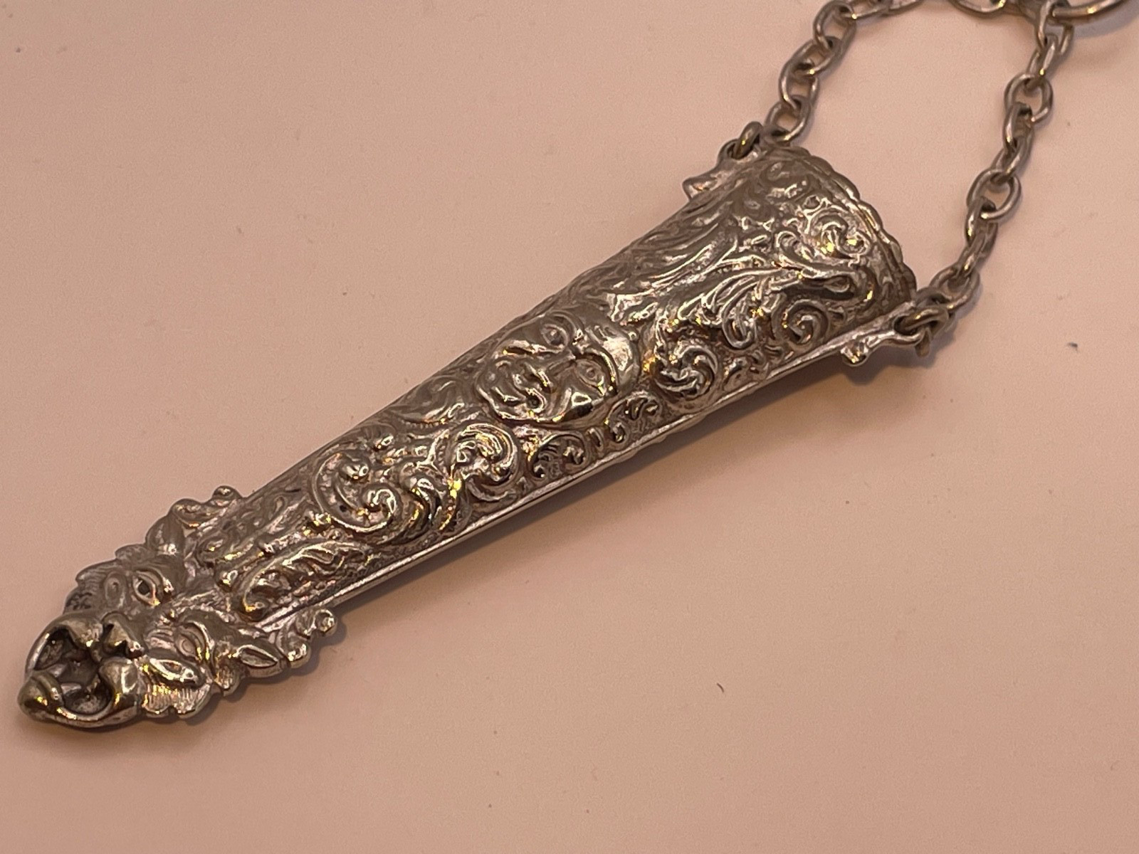 Chatelaine Solid Silver Antique Victorian Continental pin cushion pencil etc