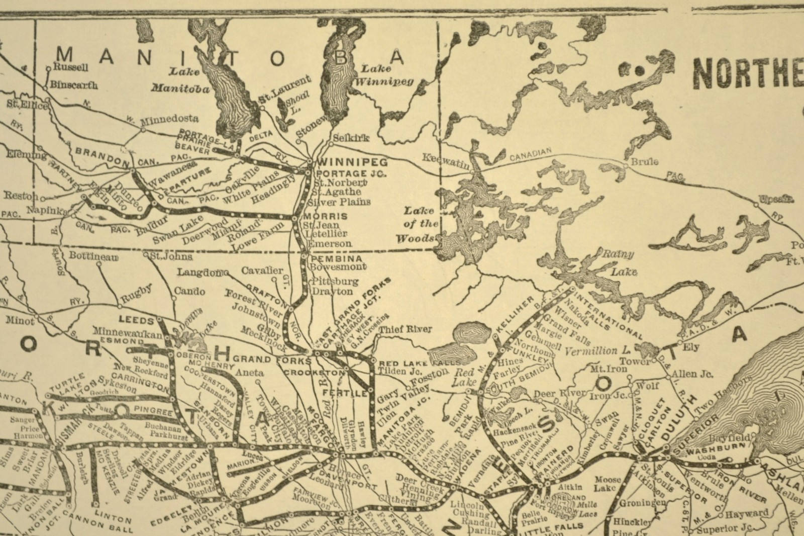Vintage Northern Pacific Railway Map NP Railroad Eastern Part Original Antique